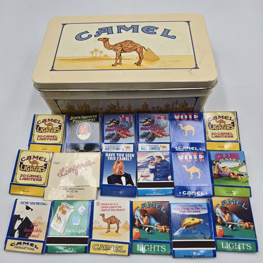 vintage Camel collector's tin 1992 W Mixed Camel Lights Matches Matchbooks